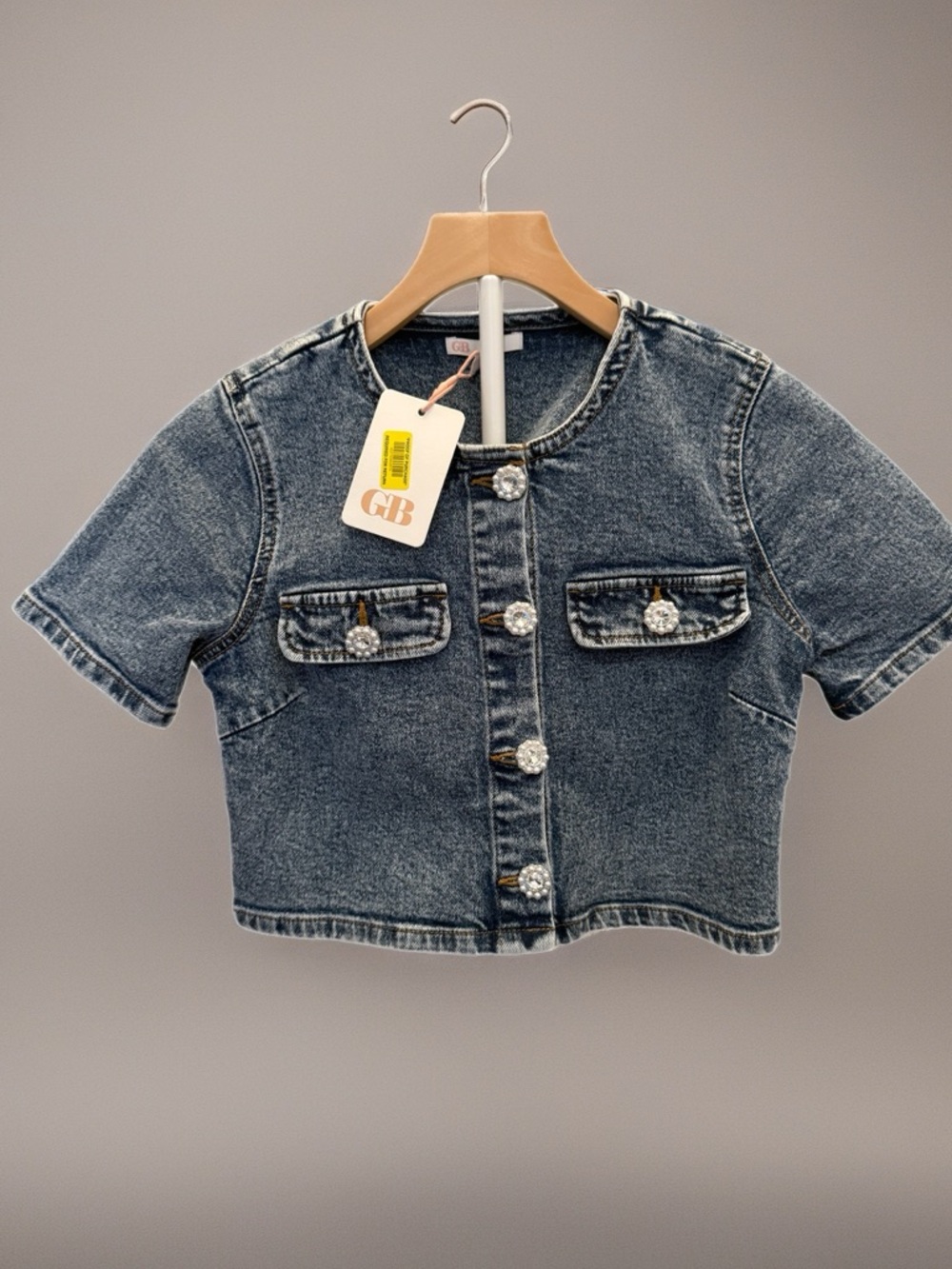 NWT - Gianni Bini GB Denim Pearl Button Top